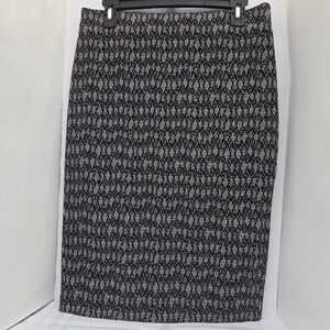 Kenar Black and Gray Textured Pencil Skirt